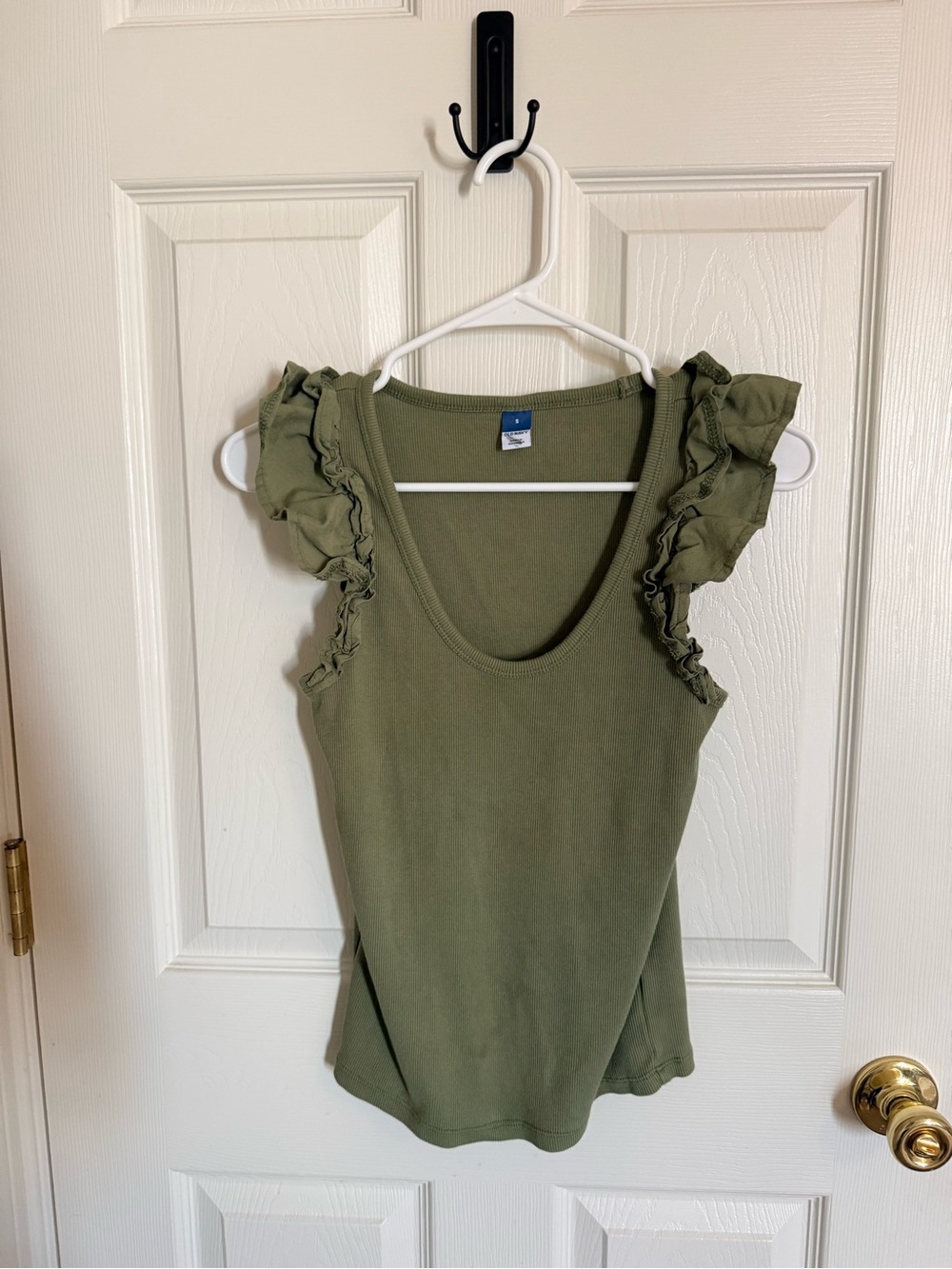 Old Navy Olive Ruffle Sleeve Scoop Tank